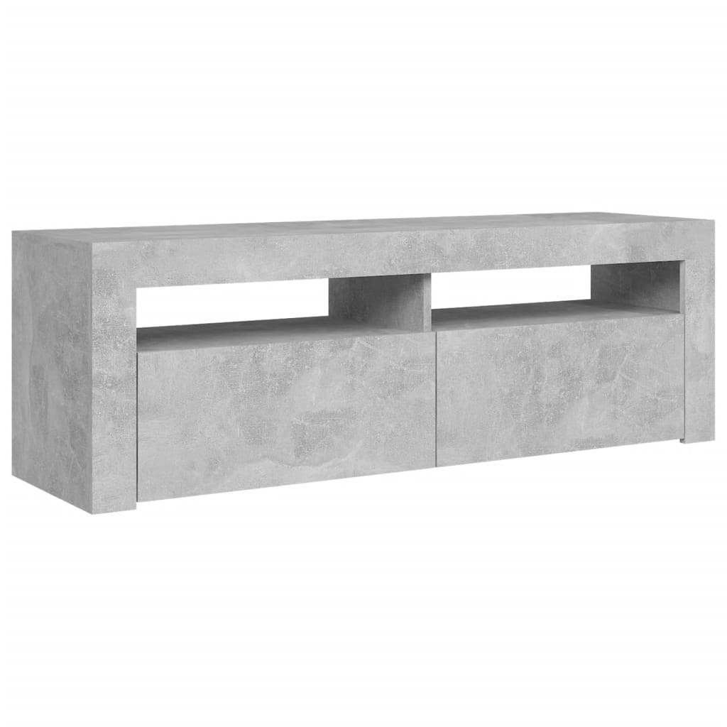 betonszürke TV-szekrény LED-világítással 120 x 35 x 40 cm