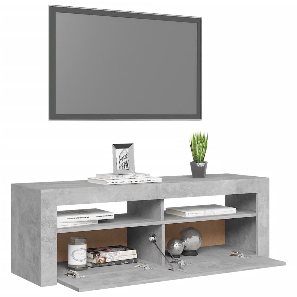 betonszürke TV-szekrény LED-világítással 120 x 35 x 40 cm