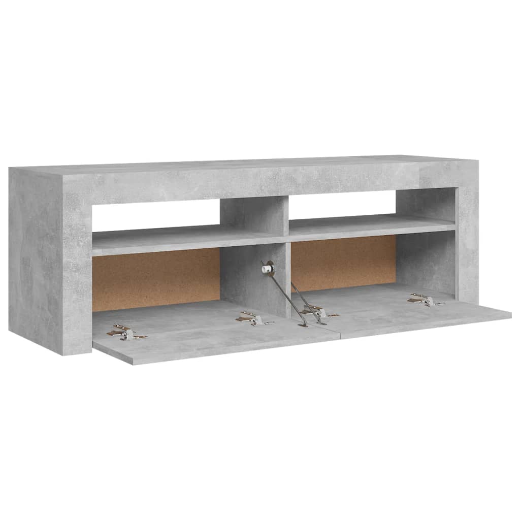 betonszürke TV-szekrény LED-világítással 120 x 35 x 40 cm
