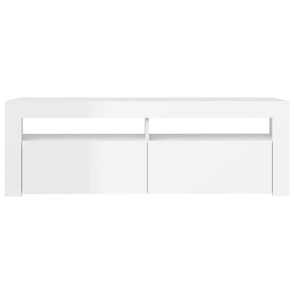 magasfényű fehér TV-szekrény LED lámpákkal 120 x 35 x 40 cm