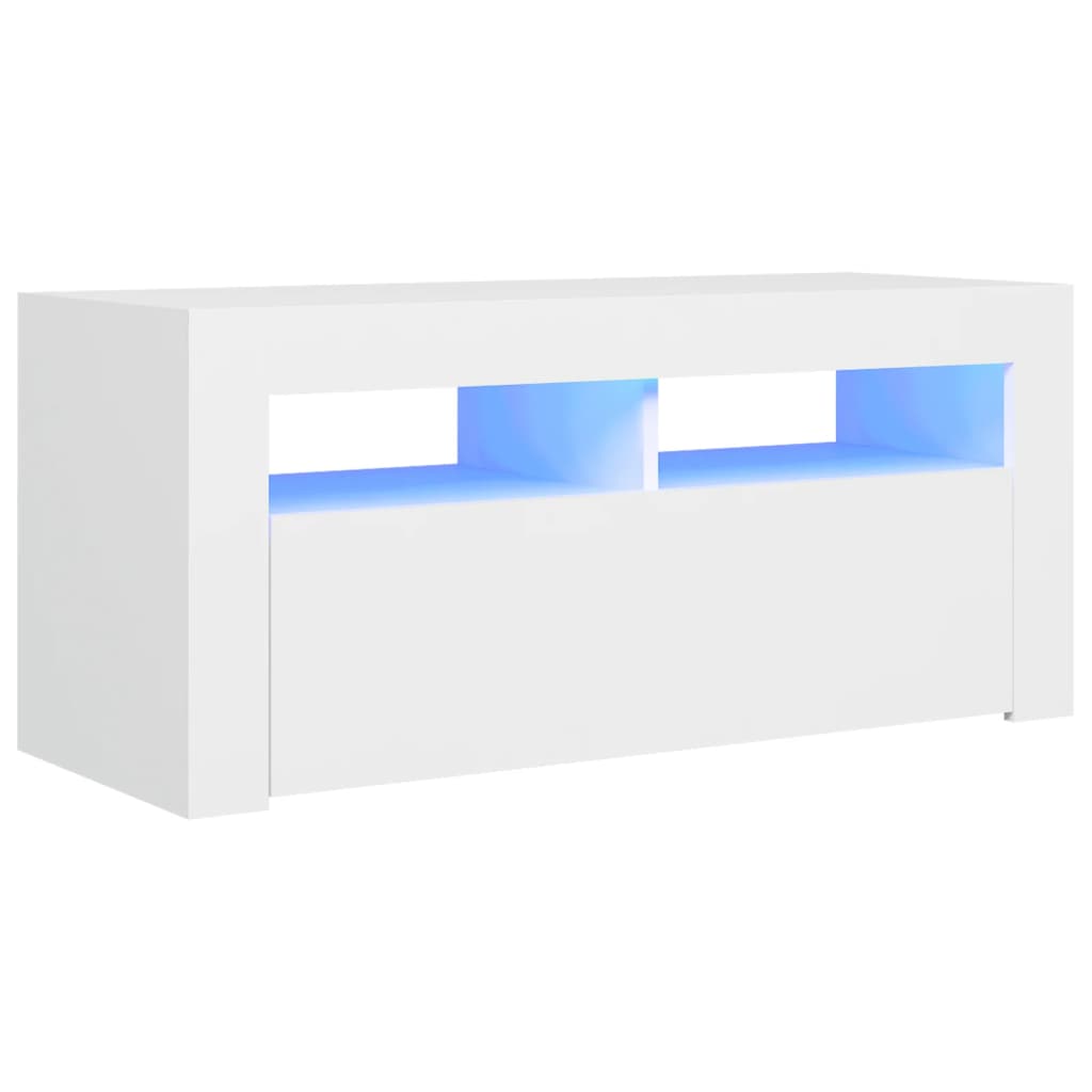 fehér TV-szekrény LED-lámpákkal 90 x 35 x 40 cm