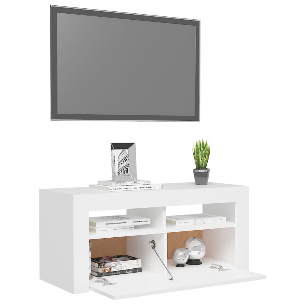 fehér TV-szekrény LED-lámpákkal 90 x 35 x 40 cm