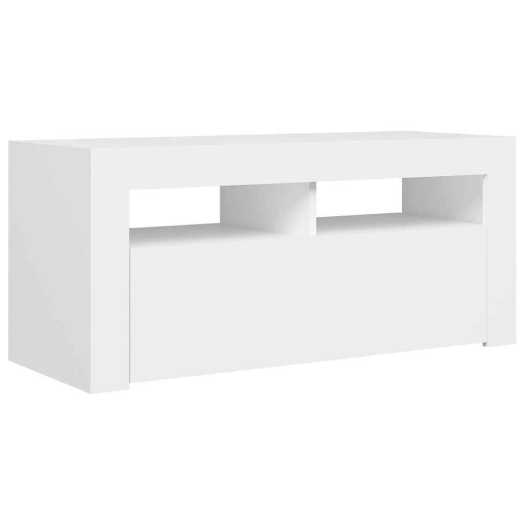fehér TV-szekrény LED-lámpákkal 90 x 35 x 40 cm