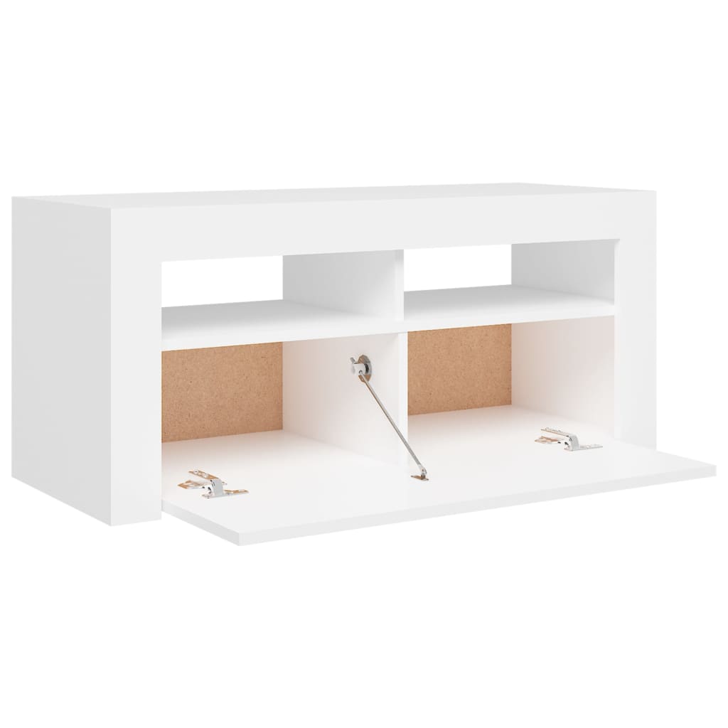 fehér TV-szekrény LED-lámpákkal 90 x 35 x 40 cm