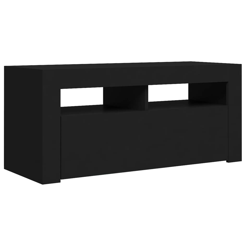 fekete TV-szekrény LED-világítással 90x35x40 cm