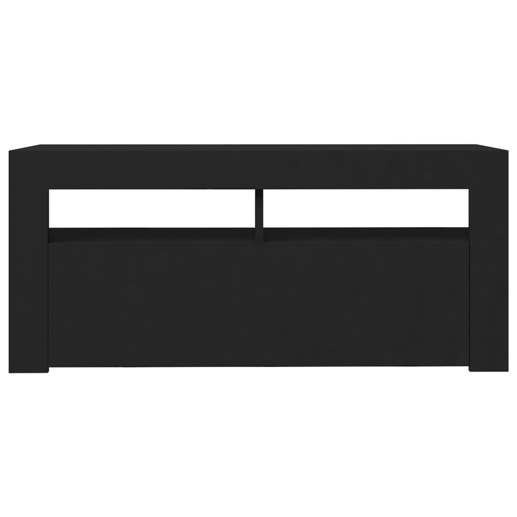 fekete TV-szekrény LED-világítással 90x35x40 cm