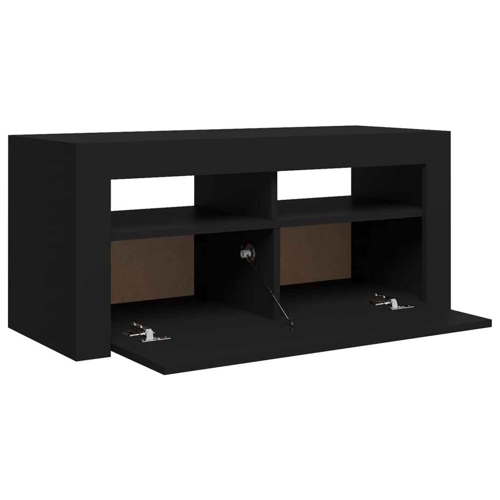fekete TV-szekrény LED-világítással 90x35x40 cm