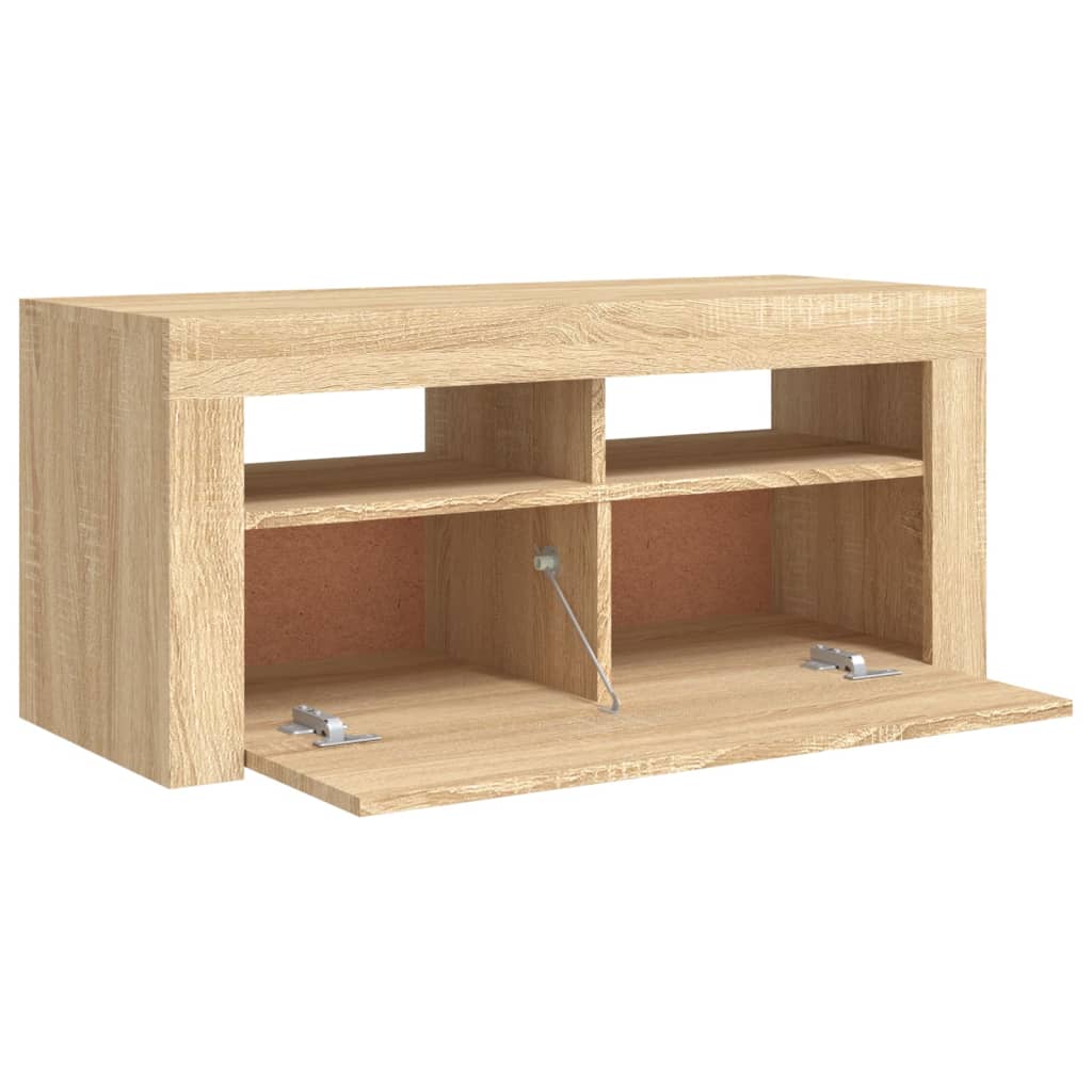sonoma tölgy színű TV-szekrény LED-világítással 90 x 35 x 40 cm