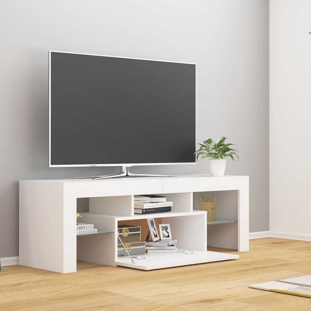 fehér TV-szekrény LED-lámpákkal 120 x 35 x 40 cm