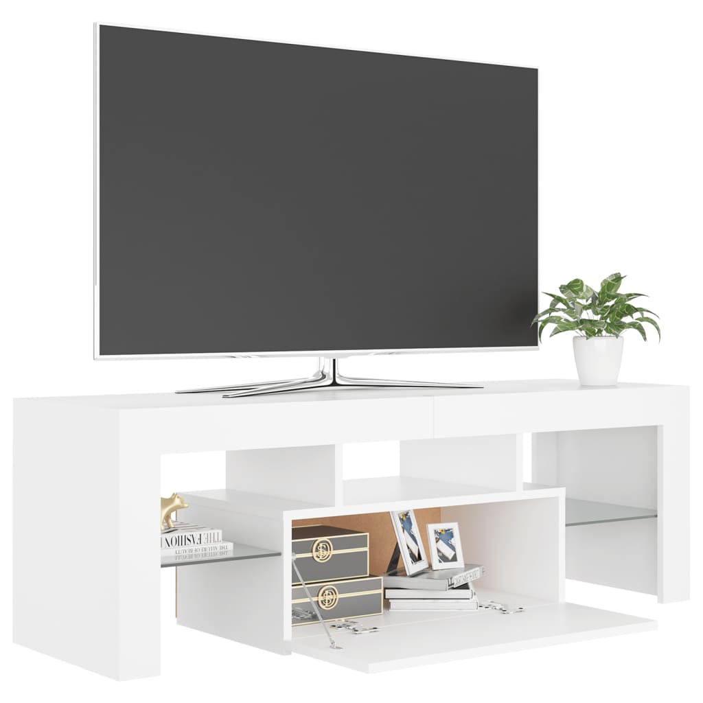 fehér TV-szekrény LED-lámpákkal 120 x 35 x 40 cm