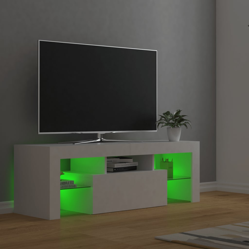 fehér TV-szekrény LED-lámpákkal 120 x 35 x 40 cm