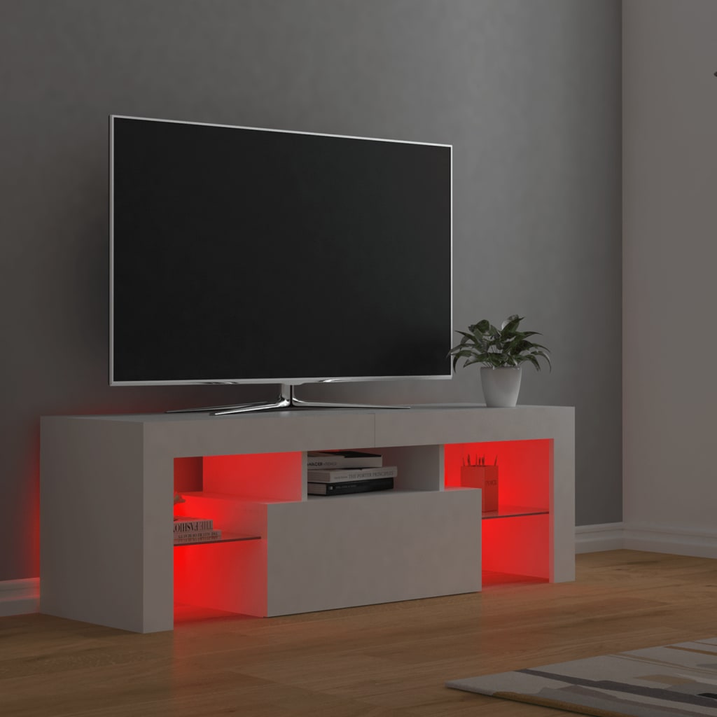 fehér TV-szekrény LED-lámpákkal 120 x 35 x 40 cm