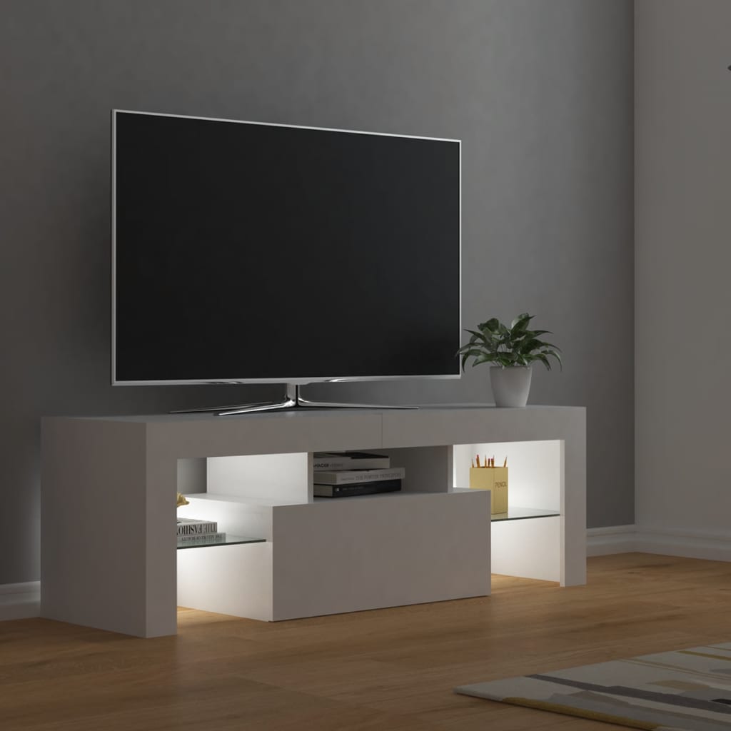 fehér TV-szekrény LED-lámpákkal 120 x 35 x 40 cm