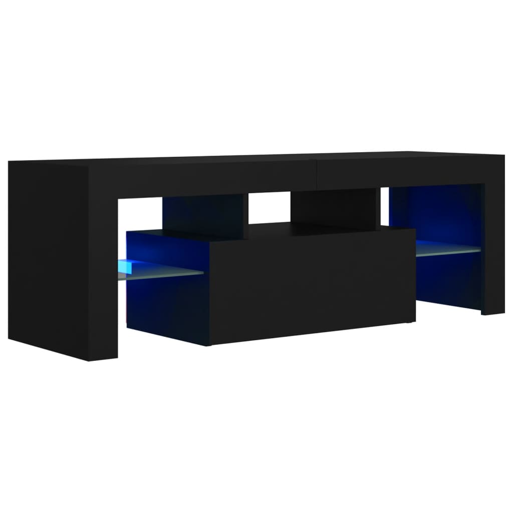 fekete TV-szekrény LED-világítással 120 x 35 x 40 cm