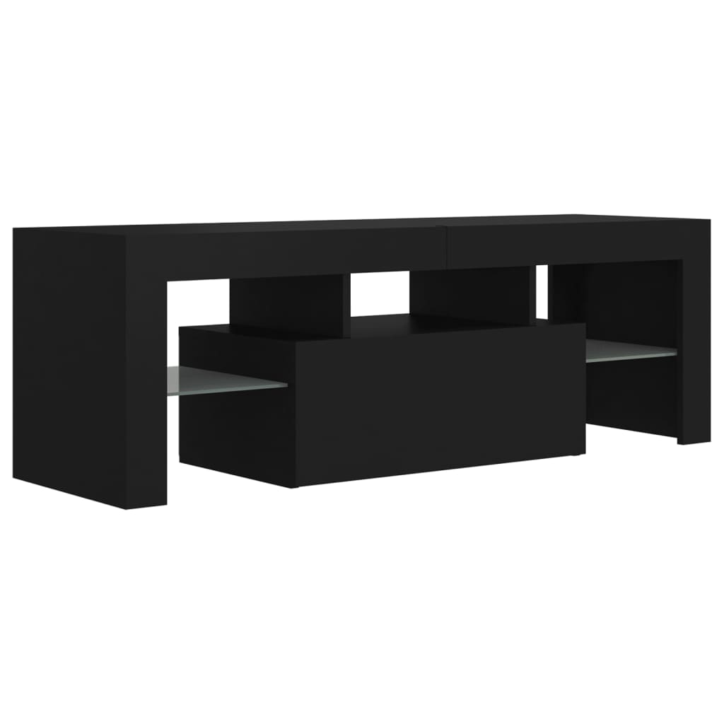 fekete TV-szekrény LED-világítással 120 x 35 x 40 cm