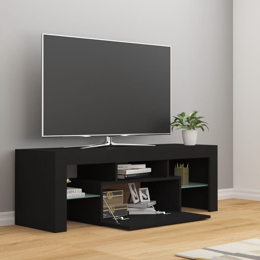 fekete TV-szekrény LED-világítással 120 x 35 x 40 cm