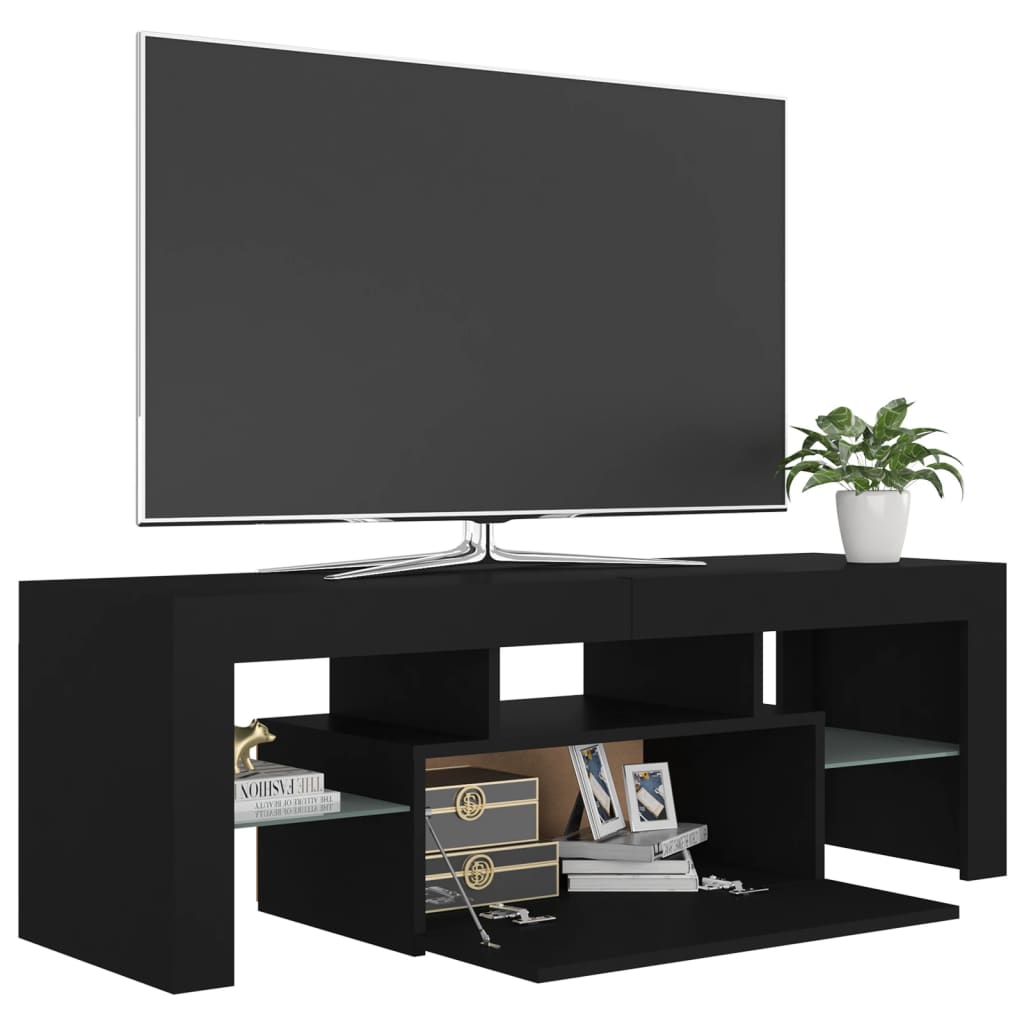 fekete TV-szekrény LED-világítással 120 x 35 x 40 cm
