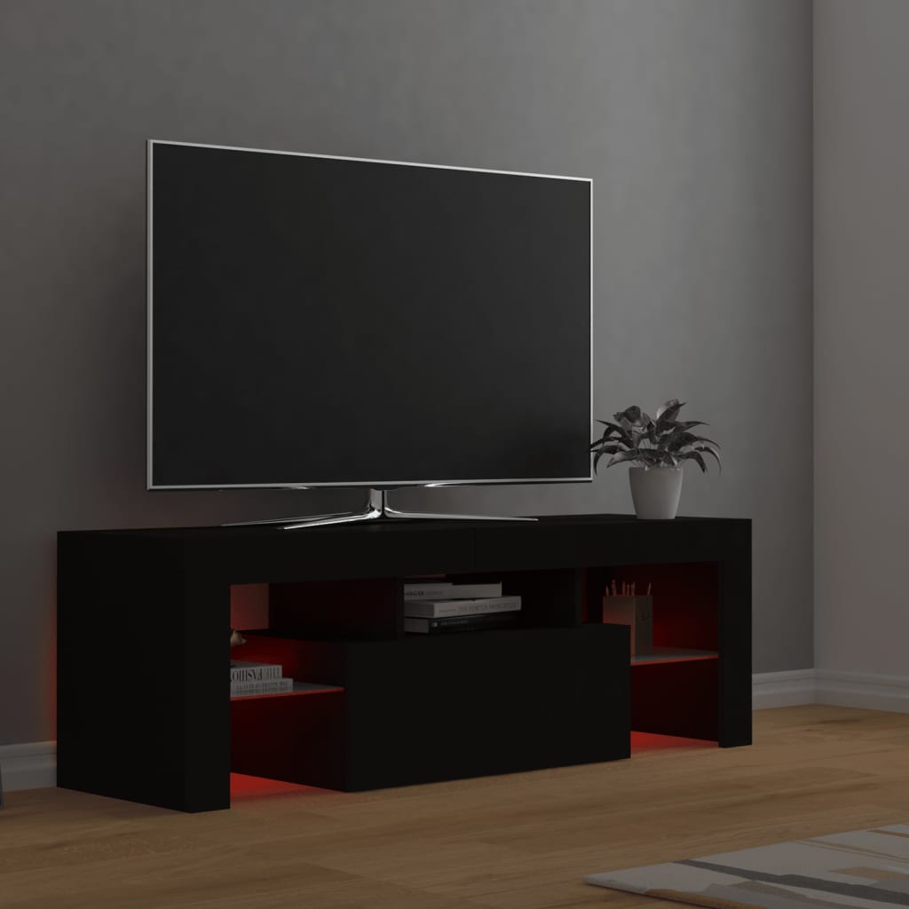fekete TV-szekrény LED-világítással 120 x 35 x 40 cm