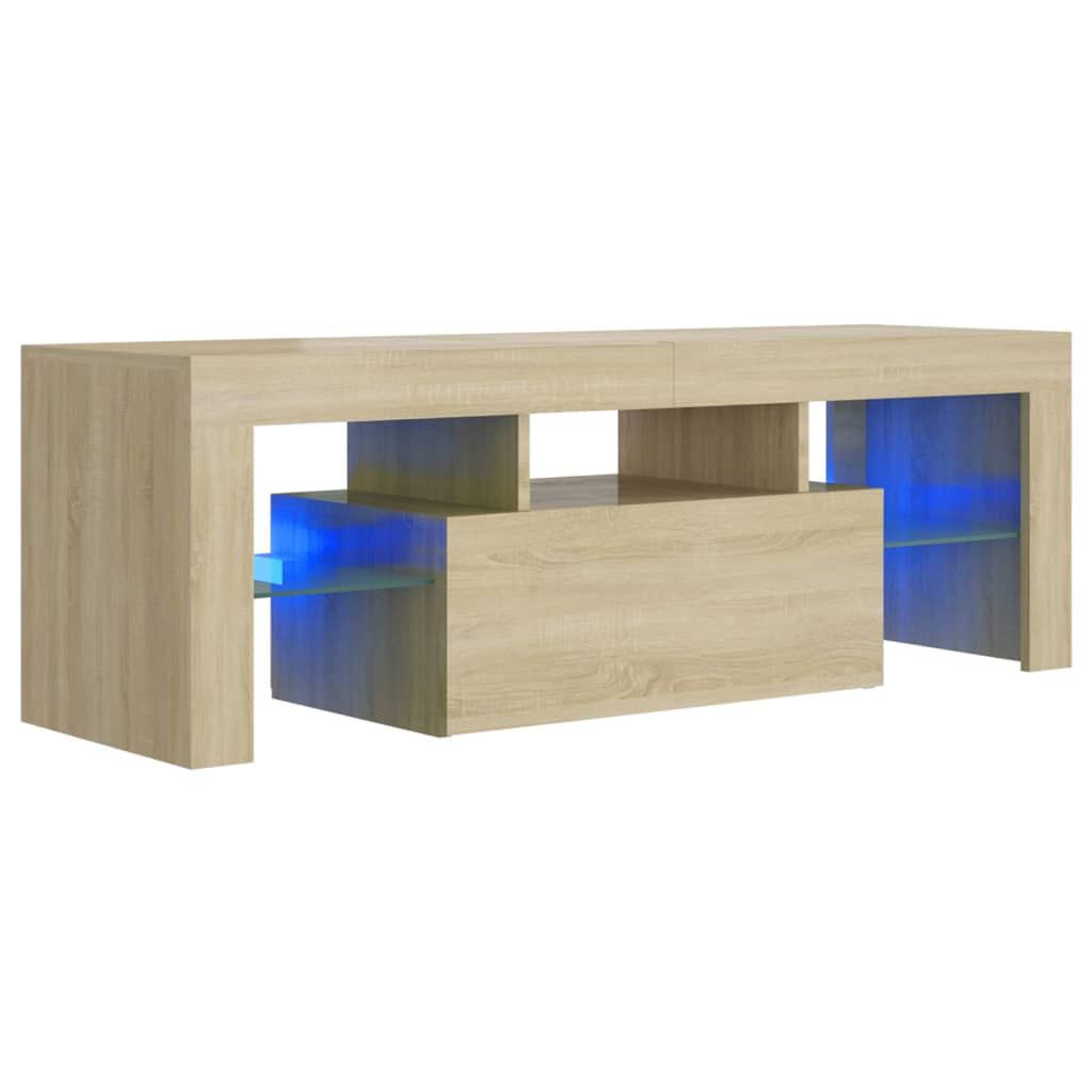 sonoma tölgy színű TV-szekrény LED-lámpákkal 120 x 35 x 40 cm