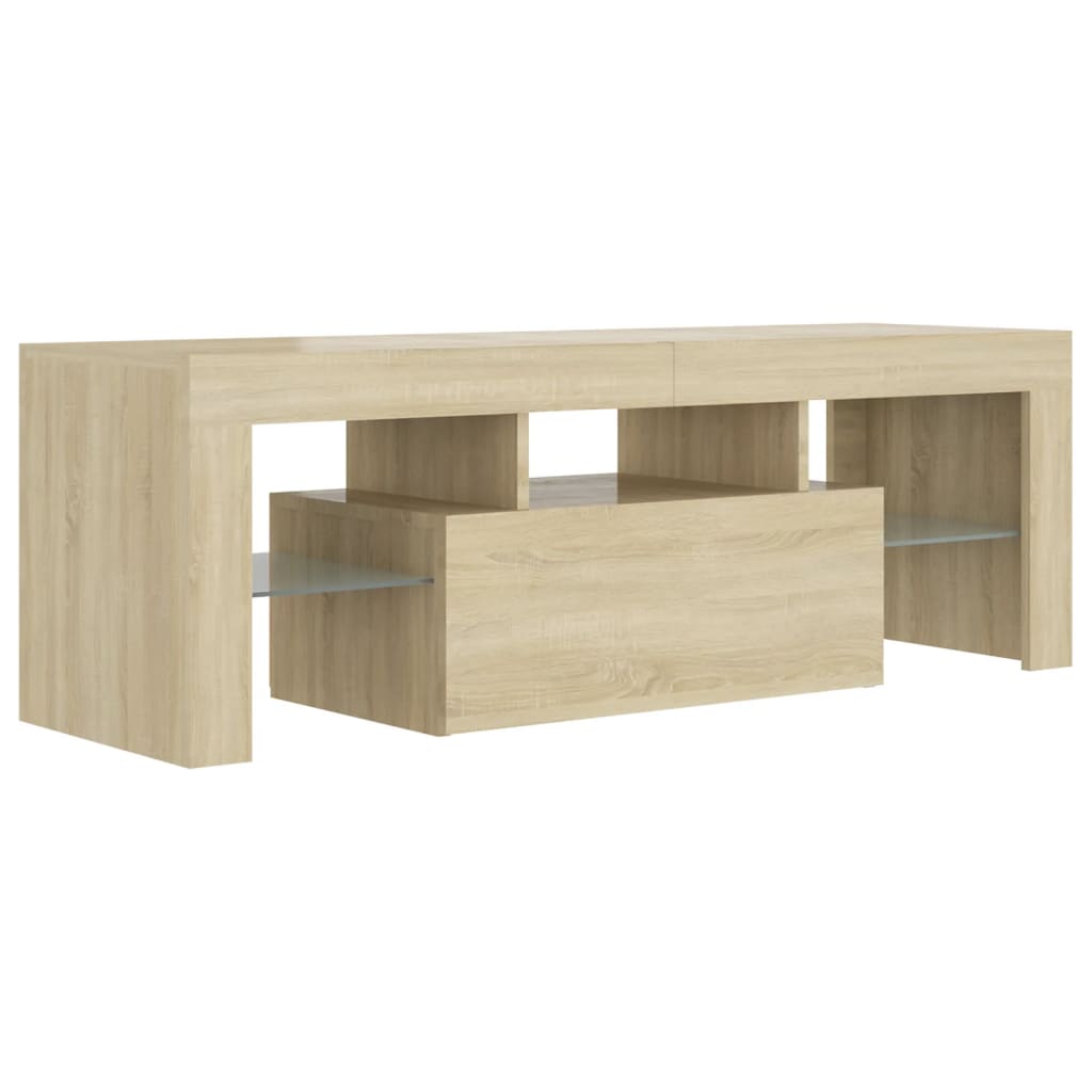 sonoma tölgy színű TV-szekrény LED-lámpákkal 120 x 35 x 40 cm