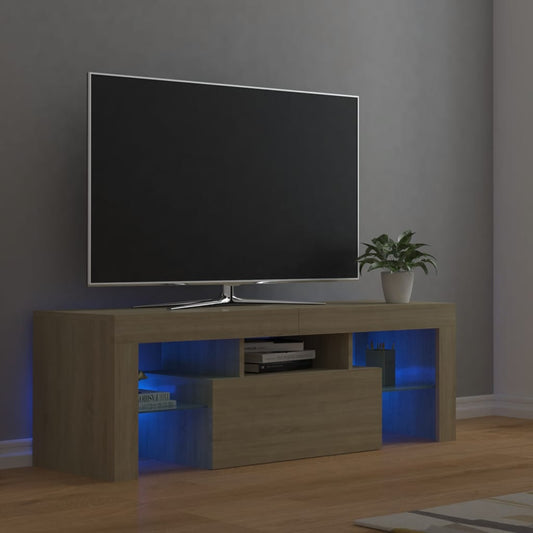sonoma tölgy színű TV-szekrény LED-lámpákkal 120 x 35 x 40 cm