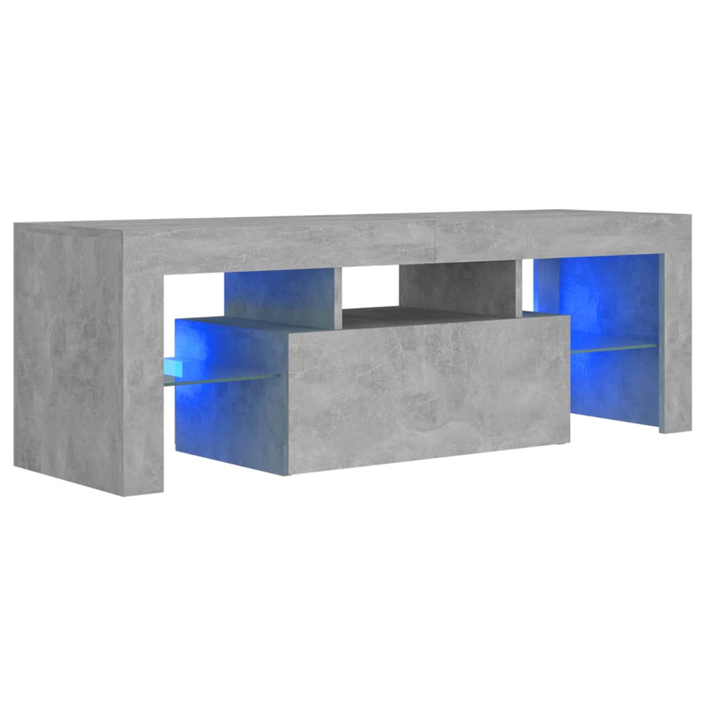 betonszürke TV-szekrény LED-lámpákkal 120 x 35 x 40 cm