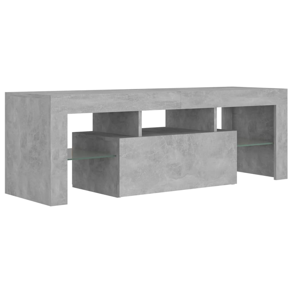betonszürke TV-szekrény LED-lámpákkal 120 x 35 x 40 cm
