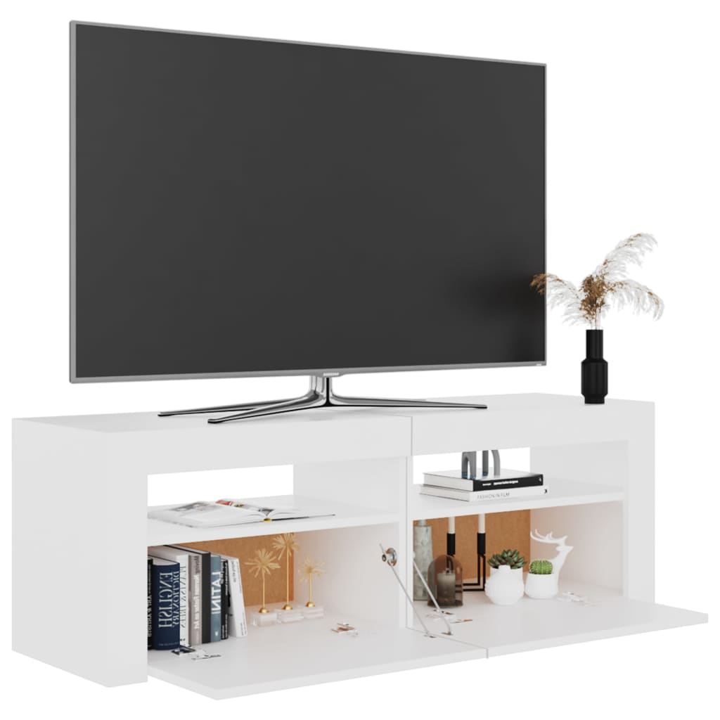 fehér TV-szekrény LED-lámpákkal 120 x 35 x 40 cm