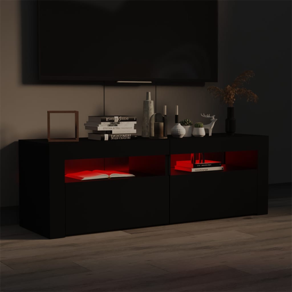 fekete TV-szekrény LED-lámpákkal 120 x 35 x 40 cm