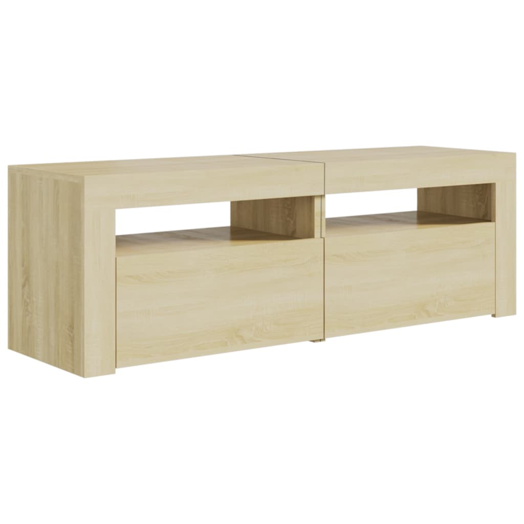 sonoma tölgy színű TV-szekrény LED-lámpákkal 120 x 35 x 40 cm