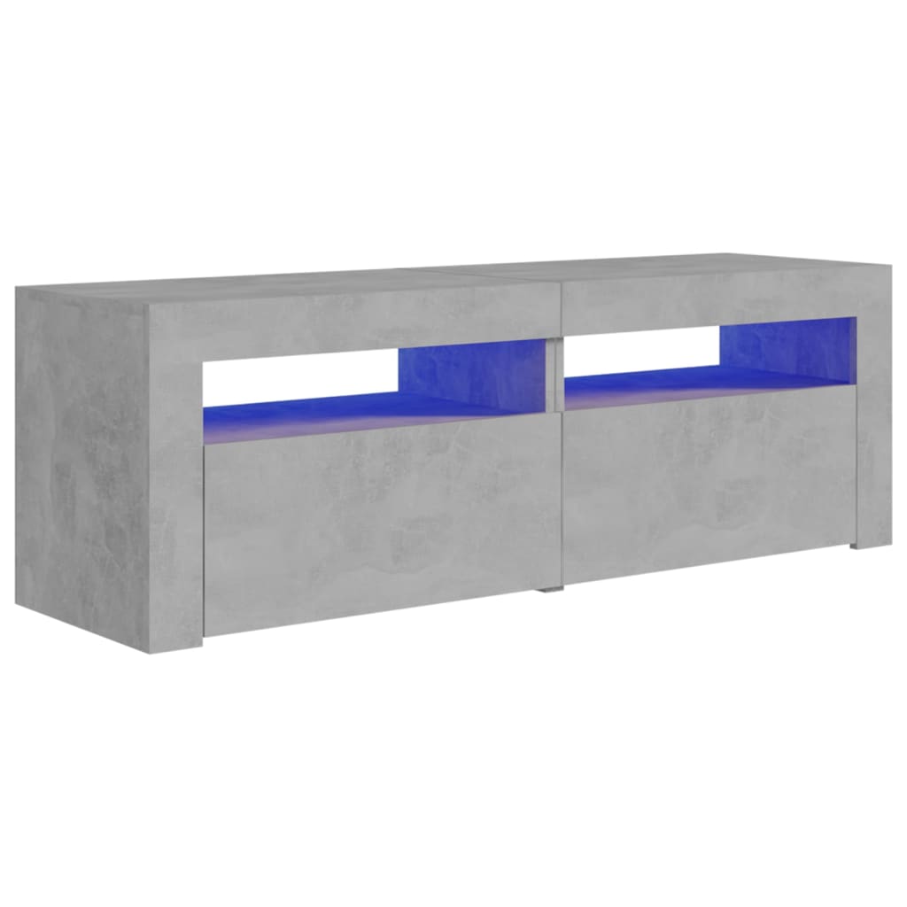 betonszürke TV-szekrény LED-lámpákkal 120 x 35 x 40 cm
