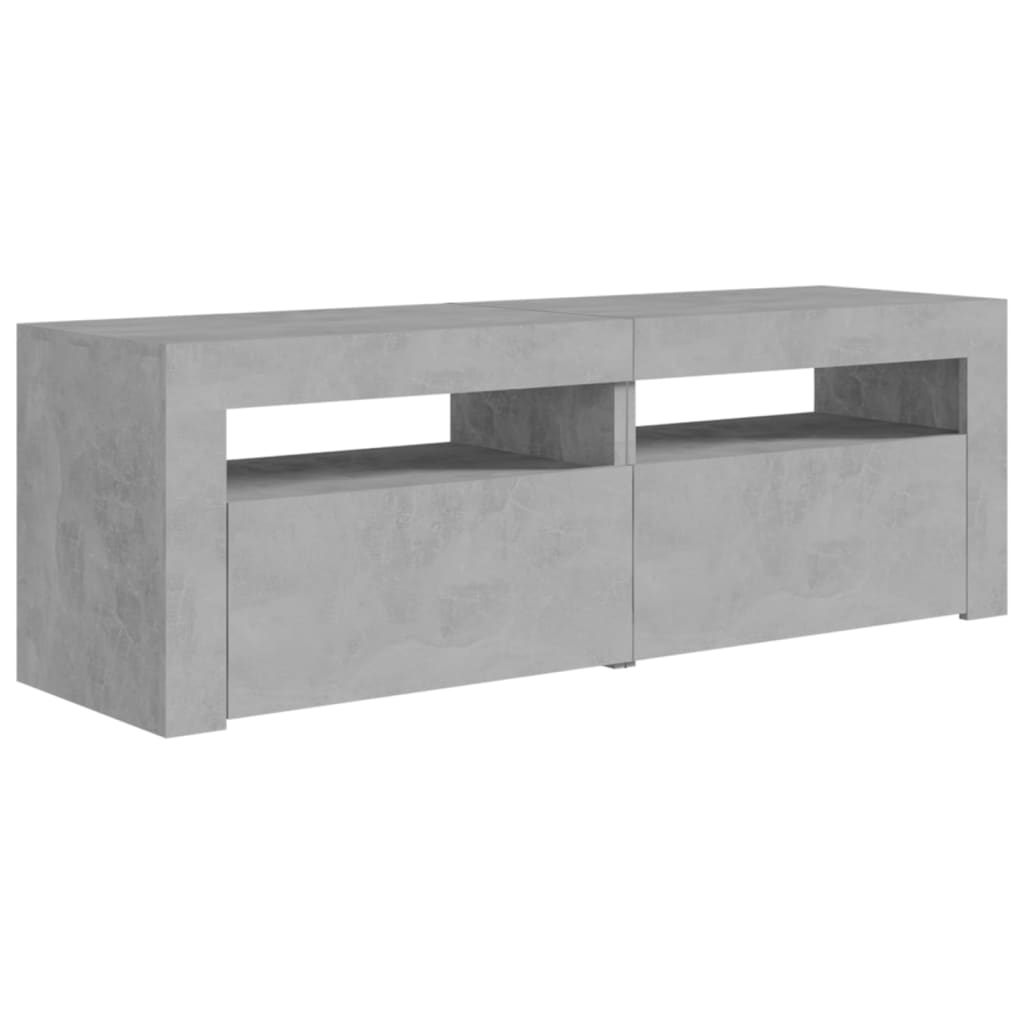 betonszürke TV-szekrény LED-lámpákkal 120 x 35 x 40 cm