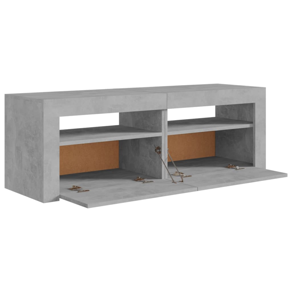 betonszürke TV-szekrény LED-lámpákkal 120 x 35 x 40 cm
