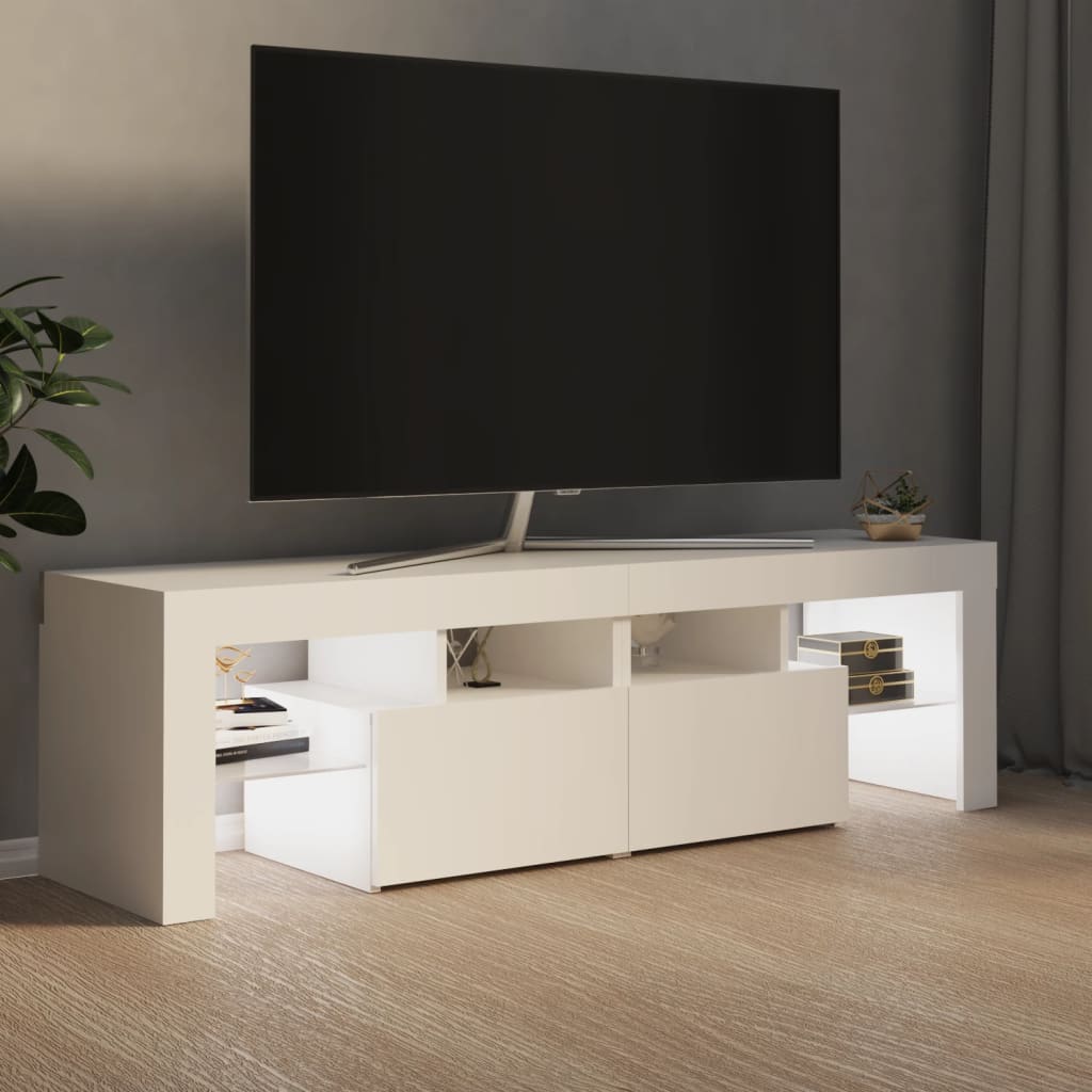 fehér TV-szekrény LED-lámpákkal 140 x 36,5 x 40 cm