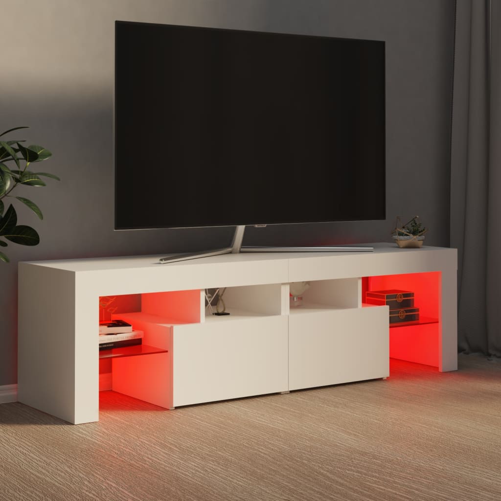 fehér TV-szekrény LED-lámpákkal 140 x 36,5 x 40 cm