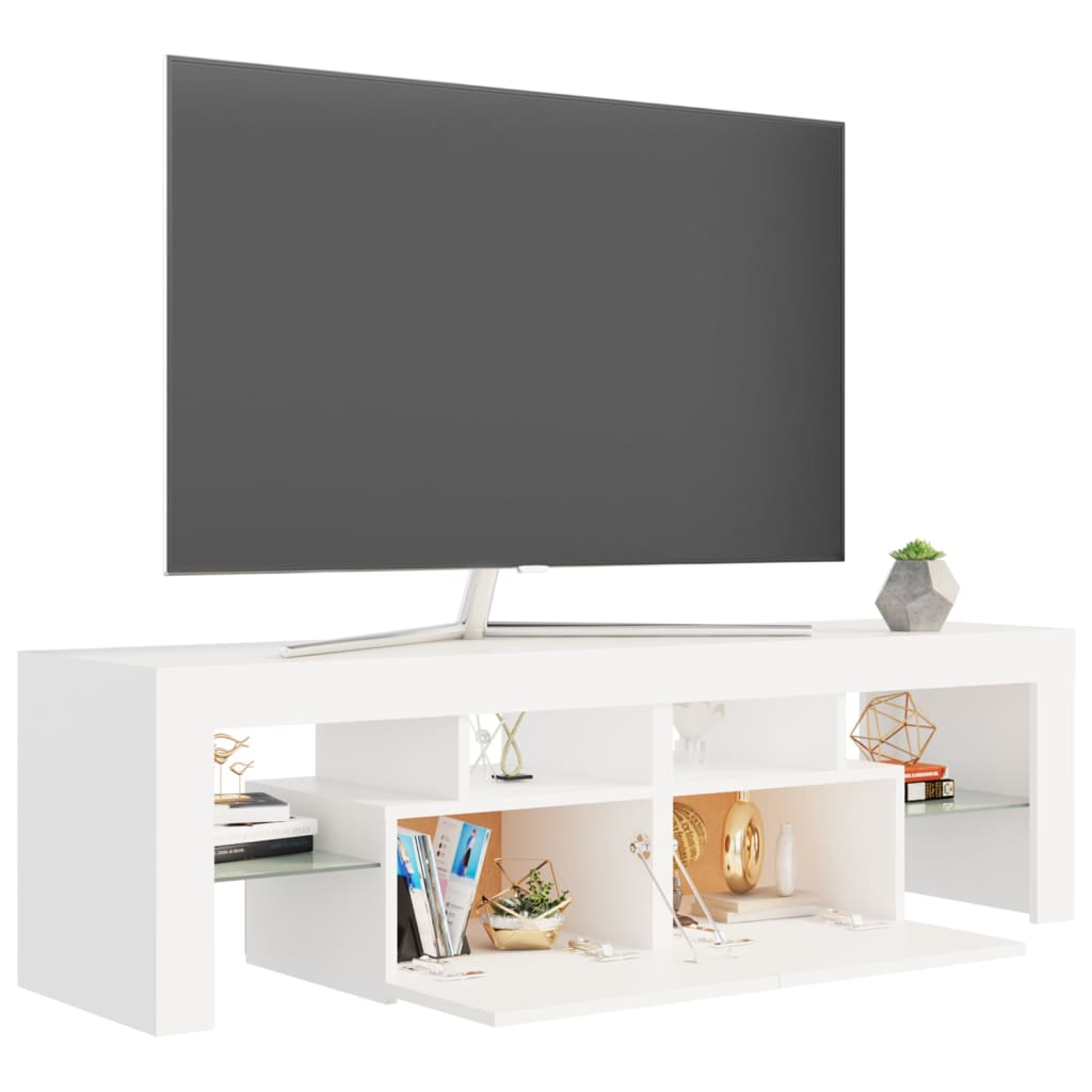 fehér TV-szekrény LED-lámpákkal 140 x 36,5 x 40 cm