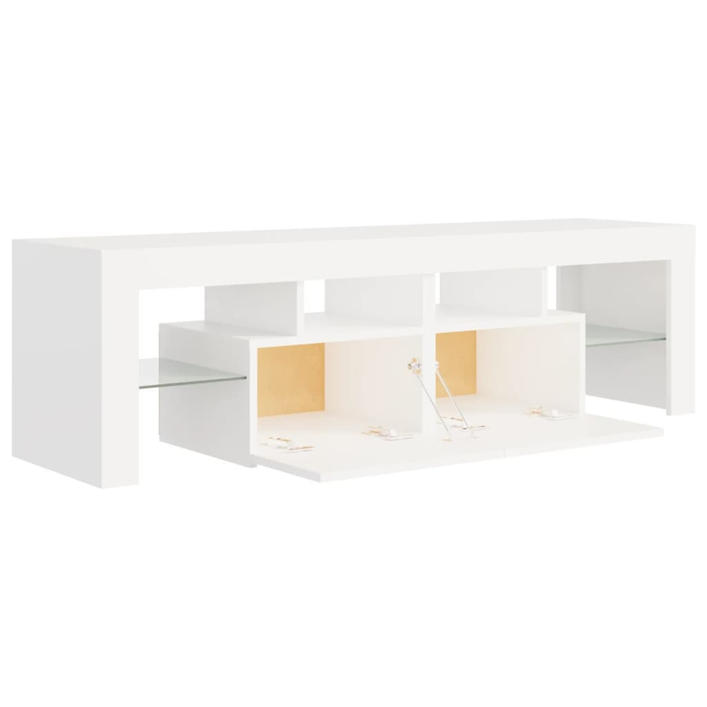 fehér TV-szekrény LED-lámpákkal 140 x 36,5 x 40 cm