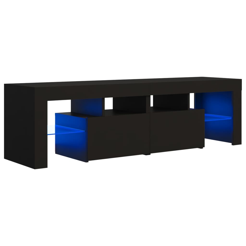 fekete TV-szekrény LED-világítással 140 x 36,5 x 40 cm