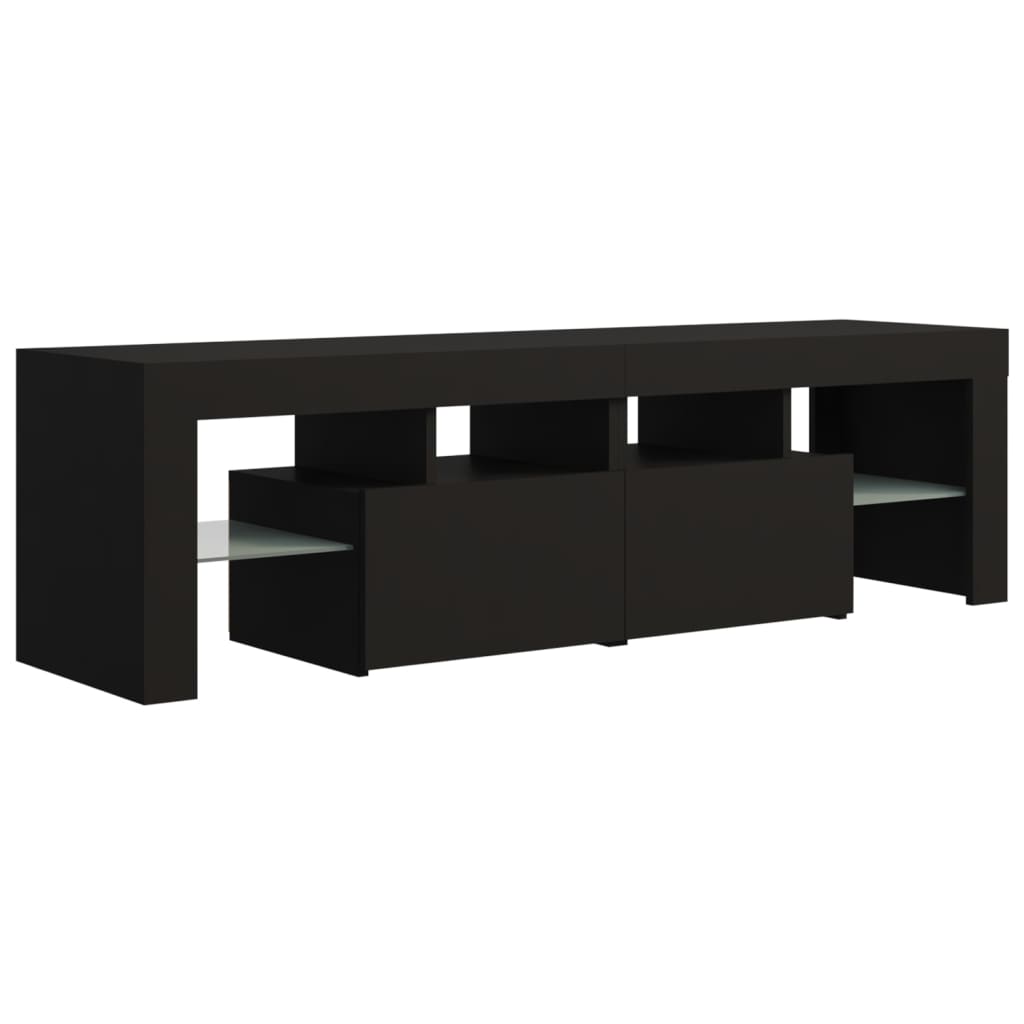 fekete TV-szekrény LED-világítással 140 x 36,5 x 40 cm