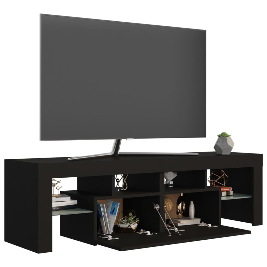 fekete TV-szekrény LED-világítással 140 x 36,5 x 40 cm