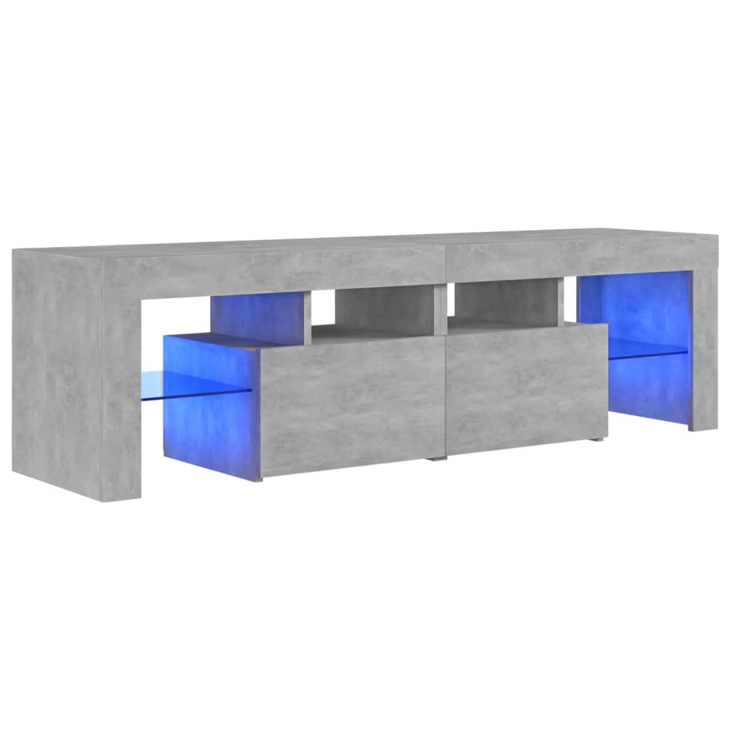 betonszürke TV-szekrény LED-lámpákkal 140 x 36,5 x 40 cm