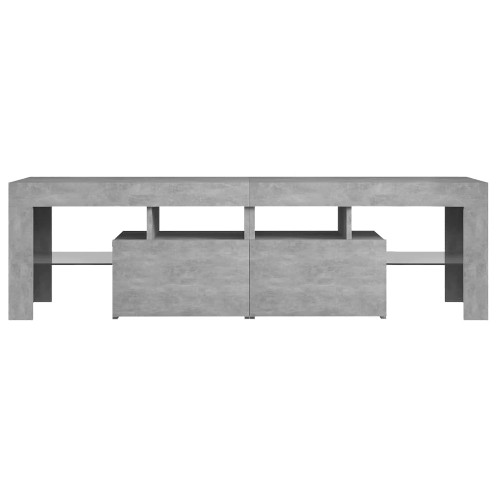 betonszürke TV-szekrény LED-lámpákkal 140 x 36,5 x 40 cm