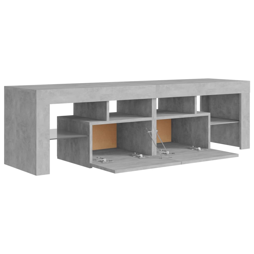 betonszürke TV-szekrény LED-lámpákkal 140 x 36,5 x 40 cm