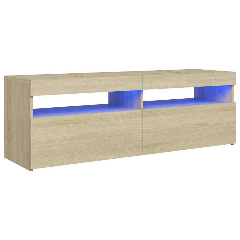 sonoma tölgy színű TV-szekrény LED-lámpákkal 120 x 35 x 40 cm