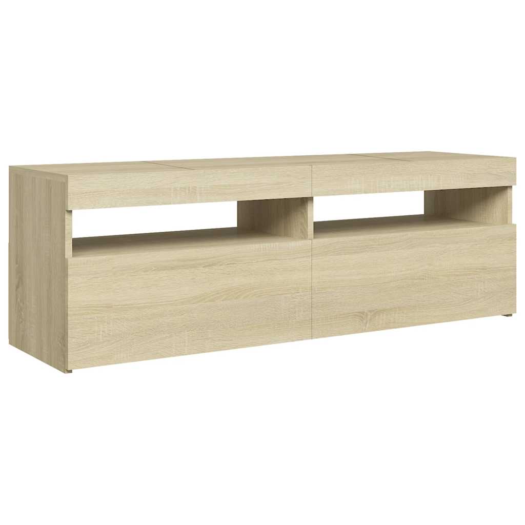 sonoma tölgy színű TV-szekrény LED-lámpákkal 120 x 35 x 40 cm