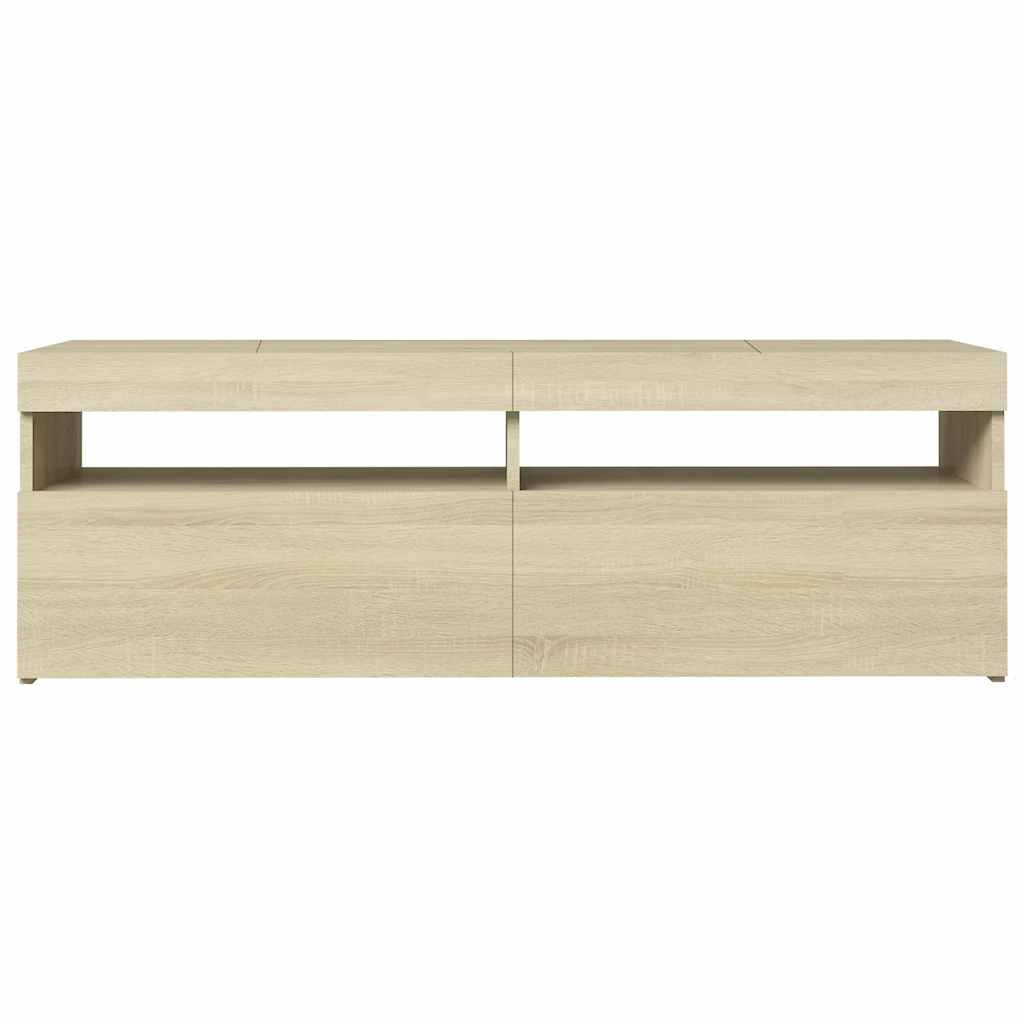 sonoma tölgy színű TV-szekrény LED-lámpákkal 120 x 35 x 40 cm