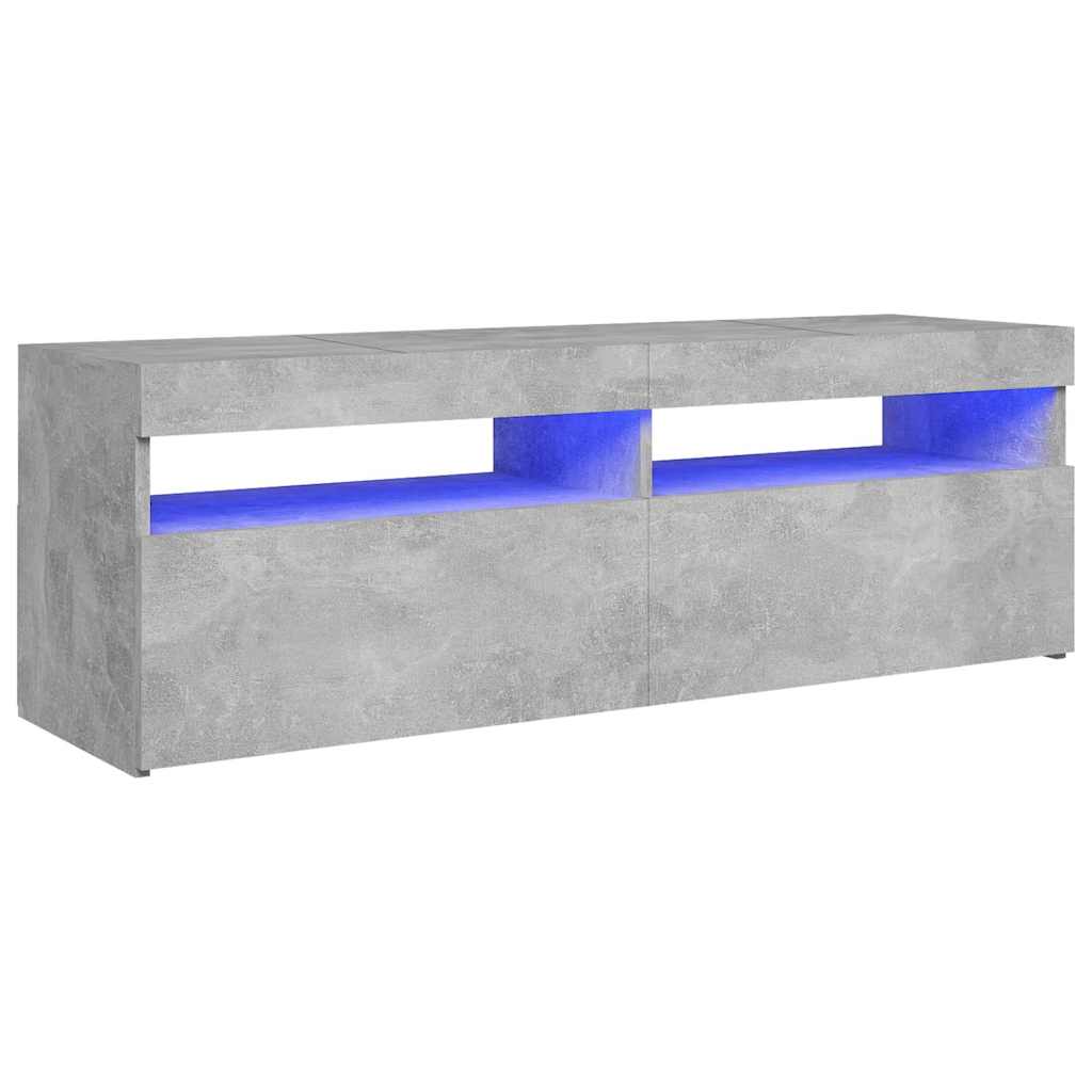 betonszürke TV-szekrény LED-lámpákkal 120 x 35 x 40 cm