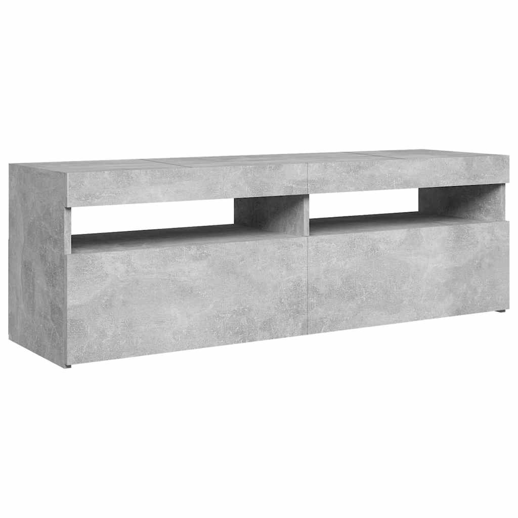 betonszürke TV-szekrény LED-lámpákkal 120 x 35 x 40 cm