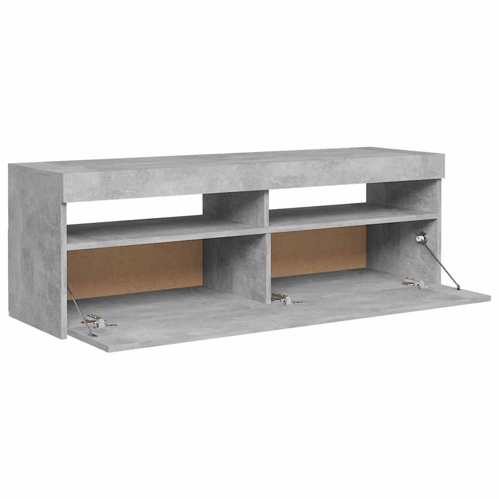 betonszürke TV-szekrény LED-lámpákkal 120 x 35 x 40 cm