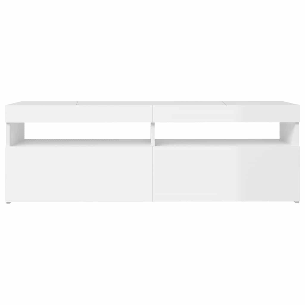magasfényű fehér TV-szekrény LED-lámpákkal 120 x 35 x 40 cm